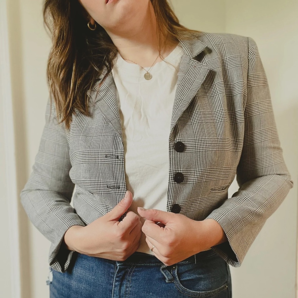 1970's Cropped Houndstooth Blazer (S/M)